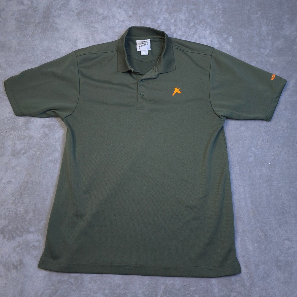 Pheasants Forever Polo Shirt Mens Large Green Performance‎ Hunting Bird Outdoor